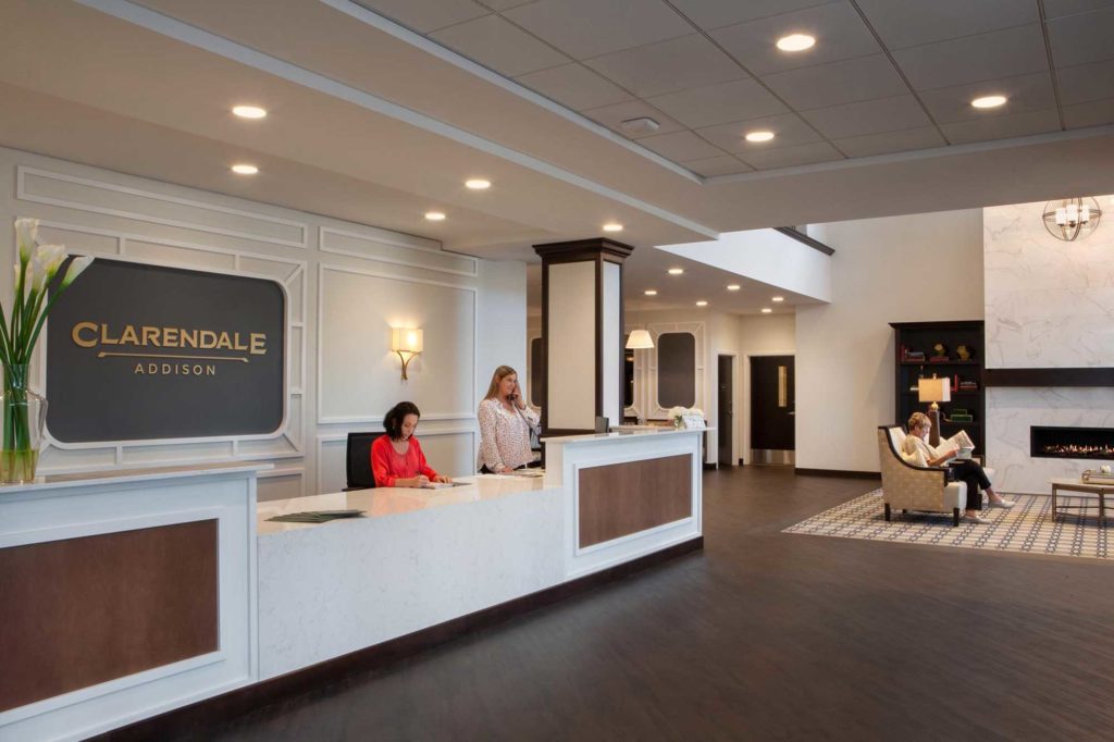 Clarendale Addison Open Lobby and guest service counter