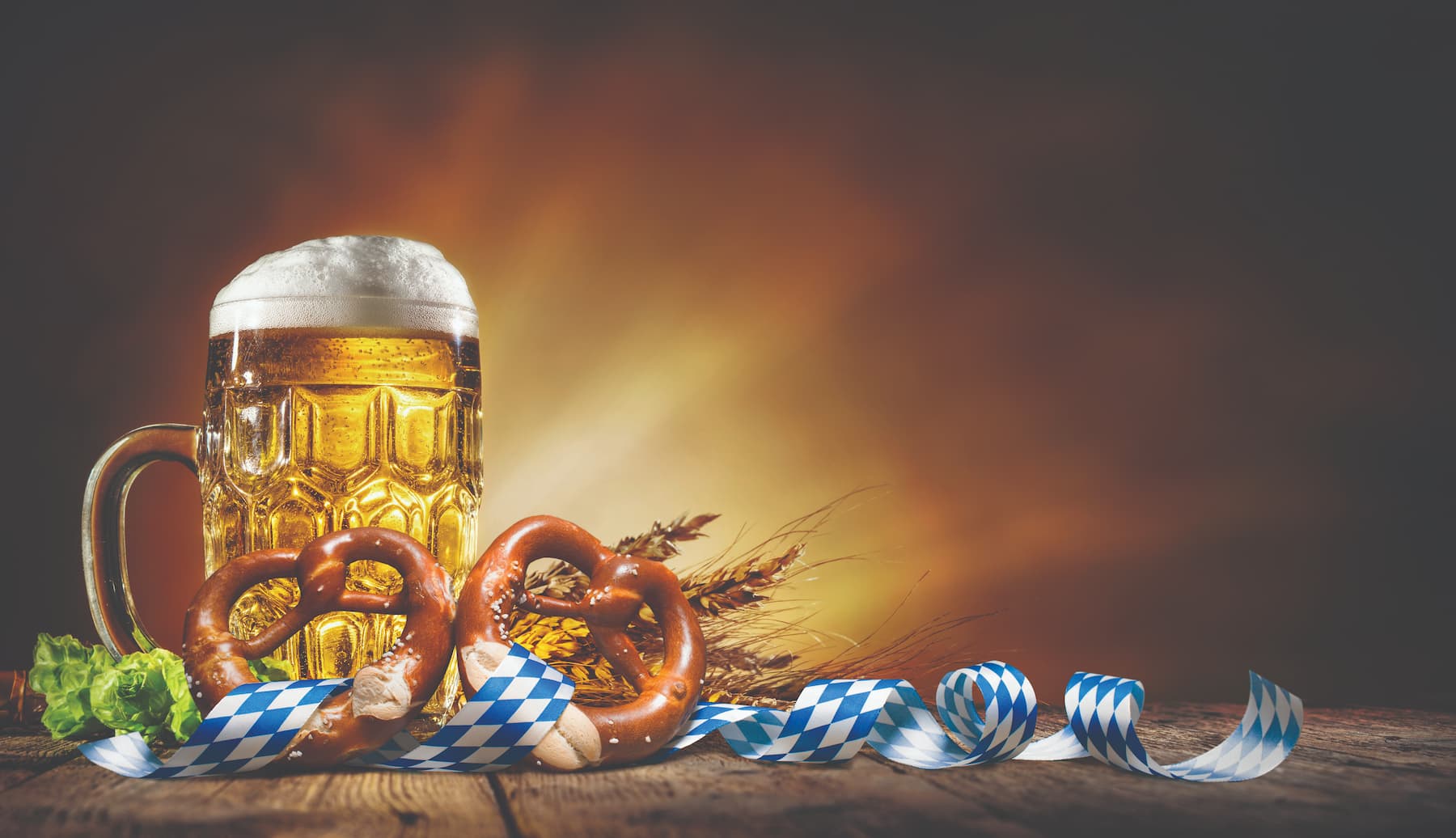 Oktoberfest beer stein and pretzel